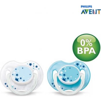 Philips Avent silikon NOČNÍ modrá bílá 2 ks