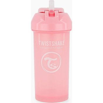 Twistshake láhev s brčkem pastelově růžová 360 ml