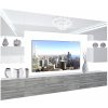 Obývací stěna Belini Premium Full Version bílý lesk šedý antracit Glamour Wood+ LED osvětlení Nexum 40