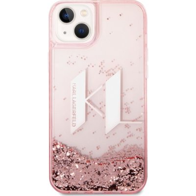 Pouzdro Karl Lagerfeld iPhone 14 Plus Liquid Glitter Big Logo - růžové – Zboží Mobilmania