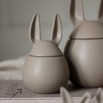 DBKD Velikonoční dóza Eating Rabbit Dust small, béžová barva, šedá barva, keramika