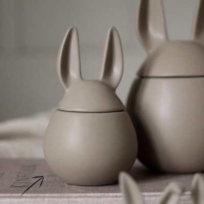 DBKD Velikonoční dóza Eating Rabbit Dust small, béžová barva, šedá barva, keramika – Zboží Mobilmania