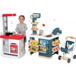 SMOBY 310800-2 kuchynka Bon Appétit so zvukmi a kávovarom +obchod Supermarket s elektronickou pokladňou – Hledejceny.cz