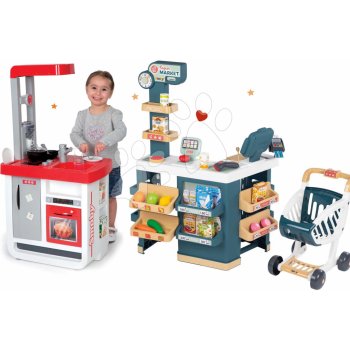 SMOBY 310800-2 kuchynka Bon Appétit so zvukmi a kávovarom +obchod Supermarket s elektronickou pokladňou