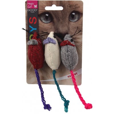 MAGIC CAT hračka myška jutová barevná s catnipem 7,5 cm 3 ks – Zbozi.Blesk.cz