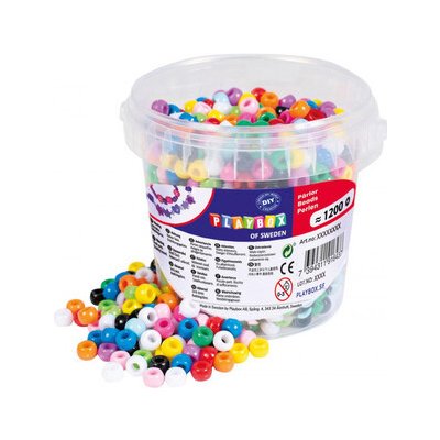 Korálky plastové v kbelíčku mix barev, 1200 ks – Zboží Dáma
