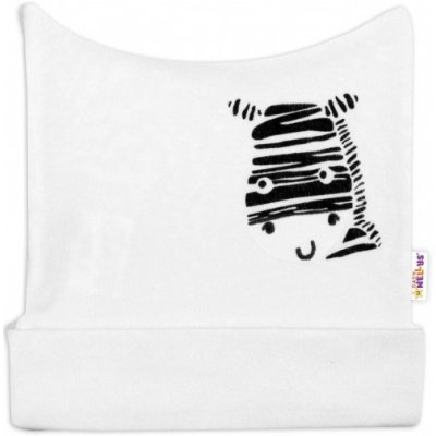 Baby Nellys Novorozenecká čepička Zebra bílá