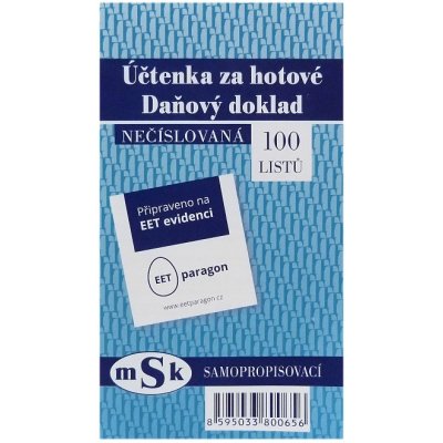 MSK 65 Účtenka za hotové daňový doklad propisující nečíslovaná – Zboží Mobilmania