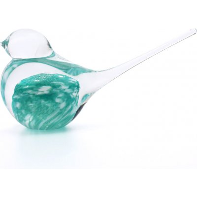 Artcristal Bohemia Skleněný ptáček 01 Tyrkysová / Bílá,, 15 cm | České hutní sklo – Zboží Dáma