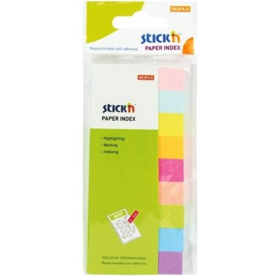 Záložka samolepicí Stick'n Hopax, 50x12 mm, papírová, neonové barvy, 9x50 ks – Hledejceny.cz