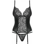 Dámský korzet a kalhotky string LALUNA černá – Sleviste.cz