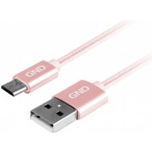 GND MICUSB100MM09 USB / micro USB, opletený, 1m, růžový