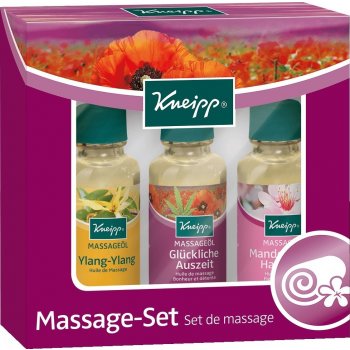 Kneipp masážní olej Mandlové květy 20 ml + masážní olej Divoká růže 20 ml + masážní olej Ylang-ylang 20 ml dárková sada