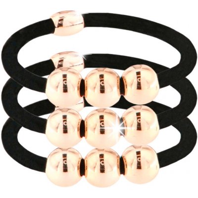 Biju Vlasová gumička silná, černé barvy s ozdobnými kuličkami 3 ks 8000757