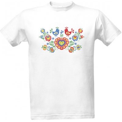 Tričko s potiskem Slovácky ornament ptáčci pánské bílá – Hledejceny.cz