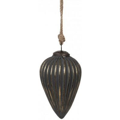 Clayre & Eef Černozlatá vroubkovaná skleněná vánoční ozdoba S - Ø 10*13 cm – Hledejceny.cz