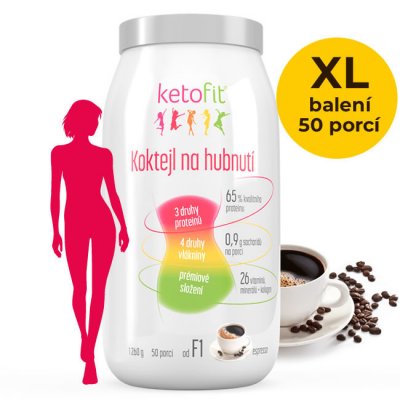 KetoFit Espresso proteinový koktejl 1260 g – Zbozi.Blesk.cz