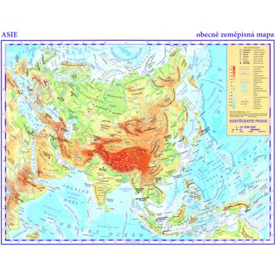 Asie Obecně zeměpisná mapa