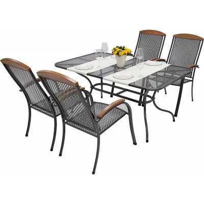 DEOKORK Zahradní kovová sestava PROVENCE I. 1+4 Stůl obdelníkový 145x90 cm (CT0309) – Hledejceny.cz