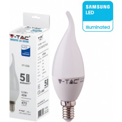 V-tac PRO SAMSUNG LED žárovka E14 C37 5,5W teplá bílá