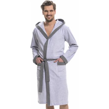 DN Nightwear pánský župan s kapucí Patrick šedý