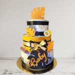 BabyDort třípatrový plenkový dort pro miminko oranžový list – Sleviste.cz