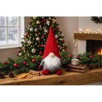Postavička MagicHome Skřítek s krátkýma nohama látkový červeno-šedý 23x16x36 cm – Hledejceny.cz