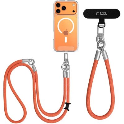 Tech-Protect C10S Rope Crossbody šňůrka na telefon s poutkem na zápěstí - ORANGE/TITANIUM – Hledejceny.cz
