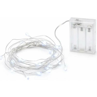 DECOLED LED světýlka na baterky kapičky 2 m, ledově bílá, 20 diod, drátek, IP20 interiér, 3× AA, časovač – Hledejceny.cz