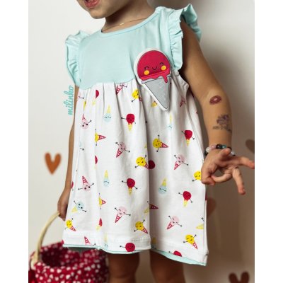 Miniworld Dívčí letní šaty Zmrzlina mentolové