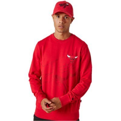 New-Era Mikiny Sweatshirt Chicago Bulls Pack Graphic Crew Červená