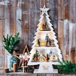 Solight LED dřevěný vánoční stromek s dekoracemi 13x LED bílá 53cm 2x AA – Zboží Mobilmania