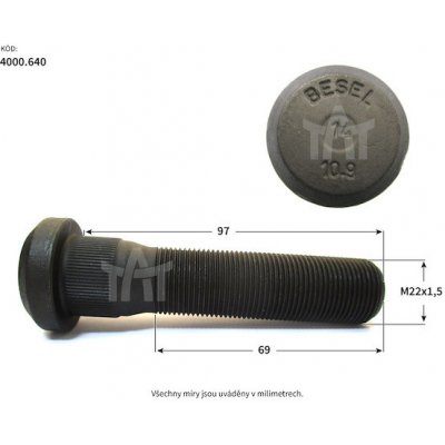 Šroub kola RVI/VOLVO ZN M22x1,5x97x69mm | Zboží Auto