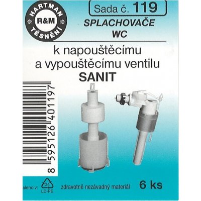 HARTMAN těsnění k napouštěcímu a vypouštěcímu ventilu WC sanit., sada č. 119 – Zboží Dáma
