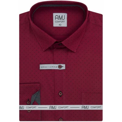 AMJ pánská bavlněná košile dlouhý rukáv slim fit vzorovaná VDSBR1338 vínová – Zboží Mobilmania