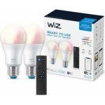 WiZ SET 2x LED žárovka E27 A60 8W 60W 806lm 2200-6500K RGB IP20, stmívatelná + ovladač – Hledejceny.cz
