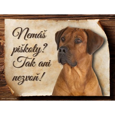 Sport hobby Cedulka Rhodéský ridgeback II Piškoty 15 x 11 cm