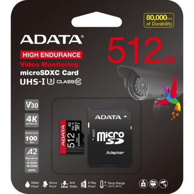Adata MicroSDXC 512GB High Endurance AUSDX512GUI3V30SHA2-RA1 – Hledejceny.cz