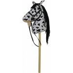 Kůň na tyči plyš 70cm na baterie se zvukem bílo-černý Appaloosa – Zboží Mobilmania