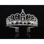B-Top vysoká korunka do vlasů diadém s krystaly Queen stříbrná – Zboží Dáma