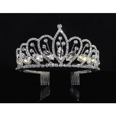 B-Top vysoká korunka do vlasů diadém s krystaly Queen stříbrná – Zboží Dáma