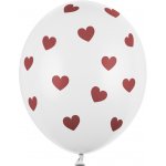 PartyDeco Balonek latex bílý srdce červená 30 cm – Zbozi.Blesk.cz