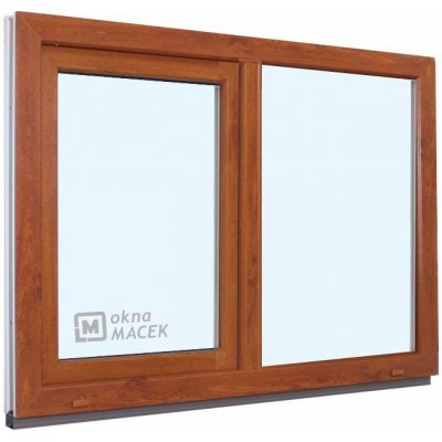 KNIPPING Plastové okno - 70 AD, 1200x900 mm, FIX/OS, zlatý dub Sklo: čiré, Barva, imitace: zlatý dub/bílá (jednostranně) – Zboží Mobilmania