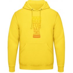 AWDis Hoodie Mikina Dobré pivo na zlé časy Sluneční žlutá