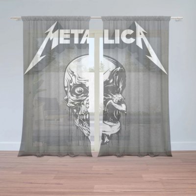 Sablio Záclony METALLICA Lebka Šedá: 2ks 150x250cm – Hledejceny.cz