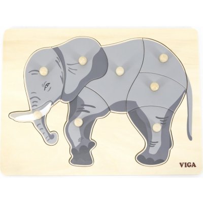 Viga 44601 Montessori Puzzle slon – Zboží Mobilmania