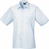 Pánská Košile Premier Workwear pánská popelínová pracovní košile s krátkým rukávem modrá světlá