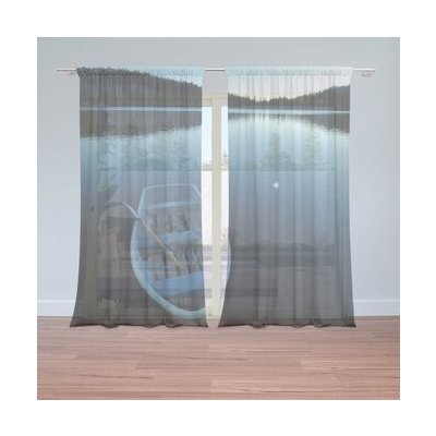 Sablio Záclony Loďka na jezeře: 2ks 150x250cm – Hledejceny.cz