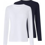 Esmara dámské triko s dlouhými rukávy 2 kusy navy modrá / bílá – Zboží Mobilmania