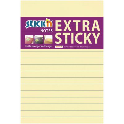 Stick´n Samolepicí bločky Stick´n by Hopax Extra Sticky - 101 x 150 mm / linka / 90 lístků / pastelová žlutá – Hledejceny.cz